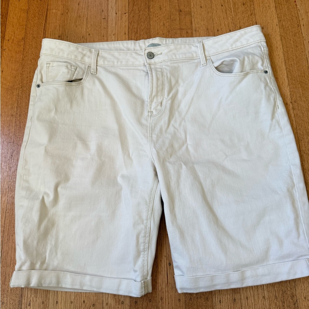 Cream Denim Shorts